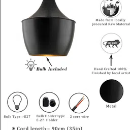 homesake Black Metal Medium Pear Hanging Light, E26/27 Nordic pendant lamp, Modern kitchen, bedroom, living room ceiling lamp Pendants Ceiling Lamp image 5