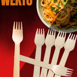 wektu Generic Wooden Fork/Food Grade/Smooth Edge/100PC/51 Disposable Wooden Dinner Fork Set-picture-19