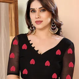 anand sarees Embroidered, Self Design Bollywood Chiffon, Georgette Saree image 4