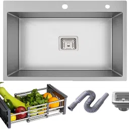 messina 304 GRADE HANDMADE (24" x 18" TAP HOLE) KITCHEN SINGLE BOWL SATIN FINISH Stainless Steel _A43 Vessel Sink-picture-21