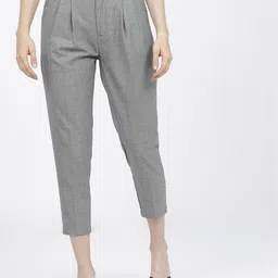 tokyo talkies Women Regular Fit Grey Cotton Blend Trousers-picture-28