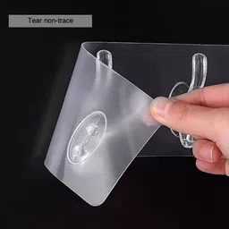 wait2shop 6 in 1 Self Adhesive Wall Hooks, Heavy Duty Sticky Hooks for Hanging , Waterproof Transparent Adhesive Hooks for Wall, Wall Hangers for Hanging Kitchen Bathroom Bedroom Accessories Hook/Strong Adhesive Hook Wall Door Sticky Hanger Holder for Kitchen Bathroom Hook Hook Rail 6 image 3
