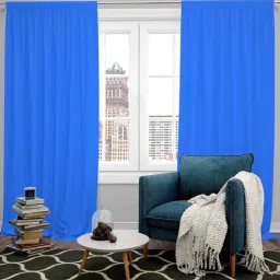 parda online Sky Blue Polyster Solid 9ft Blackout Rod Pocket Window/Door (2 Pc)-picture-16