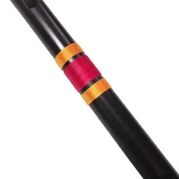 heaven Flute PVC Black Color Well Tune Bansuri Pink & Yellow thread 14 inch PVC Flute image 2
