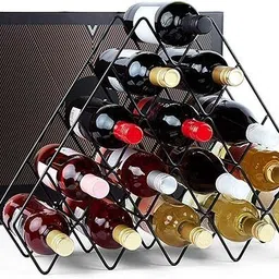 indian decor 218990 Metal Brushed Wine Rack, Freestanding Bottle Holder Iron Glass Holder-picture-30
