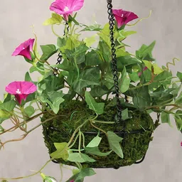 casacraft from pepperfry Purple Polyester Artificial Morning Glory Hanging Creeper Plant with Hanging Metal Stand image 2