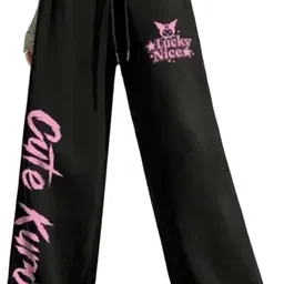 Women Printed Black Track Pants-image-10