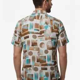 henshika Men Regular Fit Printed Spread Collar Casual Shirt image 2