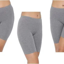 aj fashions Pack of 3 Solid Women Black Cycling Shorts-picture-12