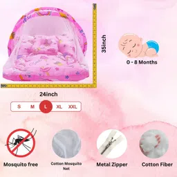 sakib Baby Mosquito Pink Net with Soft Pillow Cotton Washable Infants Mosquito Net image 3