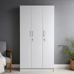 mintwud from pepperfry Kibo 3 Door Wardrobe With Adjustable Shelf In Off White Finish-picture-30