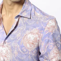 rare rabbit Men Slim Fit Printed Spread Collar Casual Shirt image 4