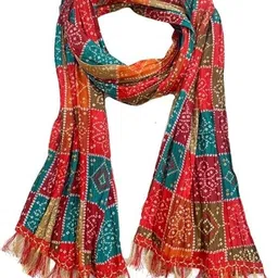 pk hub Chiffon Self Design, Printed Multicolor Women Dupatta image 2