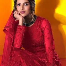 beautypiie Embroidered Net Semi Stitched Anarkali Gown image 3