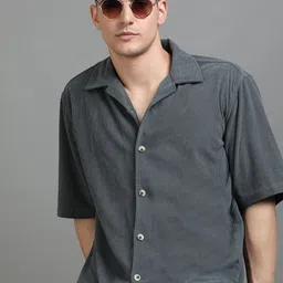 here&now Men Oversized Fit Solid Casual Shirt-picture-14