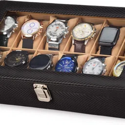 grott Premium Watch Storage Box Organizer with Glass Lid & Soft Cushions Watch Box image 4