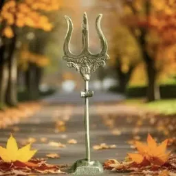 amishi blissful decor 4 inch Brass Trishul, Shivshool, Trimukh, Tridhar, Shool, Shivshool, Trident Decorative Showpiece - 10 cm image 2