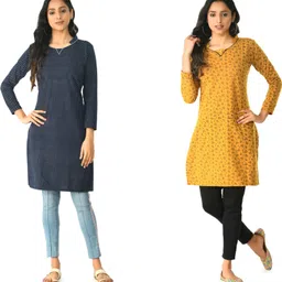 indiweaves Pack of 2 Women Self Design Wool Straight Kurta-picture-28