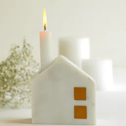 marbleous White Home Marble Candlestick Holder image 1