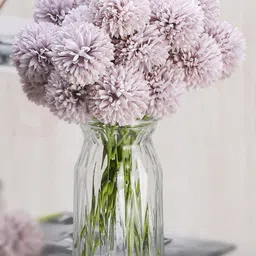 satyam kraft 5 PCS Artificial Ball Flower For Home Wedding Decoration Grey Chrysanthemum Artificial Flower image 2