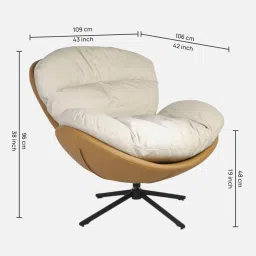 couch n co. Lazy Leatherette Swivel Lounge Chair in Beige and White Colour image 2