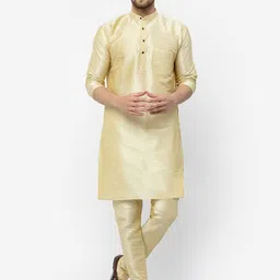 ts lifestyle Men Dupion Silk Kurta Pyjama Ethnic Jacket Set image 5