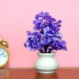 ramarch Set of 4 purple plant decorations for room office tabpe&top Purple Ballmum Artificial Flower with Pot image 4