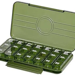 staragencies 1 Large Transparent Portable Medicine Box for Business Trip(28 Compartments Green) Pill Box image 2