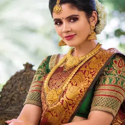 zilvira Printed, Woven, Embellished, Applique, Paisley, Dyed Kanjivaram Jacquard, Art Silk Saree-picture-21