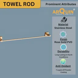 evanex VITA Rose Gold Wall Mounted Towel Rod | Space Saving Towel Hanger Bar | 24 inch 1 Bar Towel Rod image 4