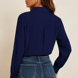 miravue Women Regular Fit Solid Spread Collar Casual Shirt image 2