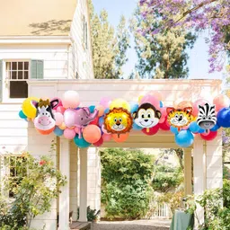 aniloons Jungle Theme Birthday Decoration Kit - 3YR With Animal Character Printed Banner image 5