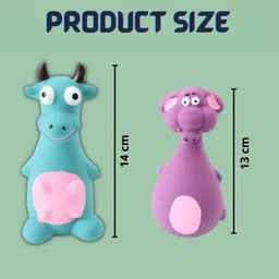 foodie puppies Latex Squeaky Toys Combo -(Blue Bull & Purple Elephant) for Small to Medium Dogs Rubber Chew Toy, Squeaky Toy, Training Aid, Fetch Toy For Dog image 2