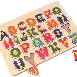 plus shine High Quality Wooden Educational Board ABCD Alphabet matching toy Early Learning & Educational Toys 3D Wooden Capital Alphabet Puzzles Board Tray for Kids wooden craft with Knobs Digital Educational Puzzle Board for Kindergarten & Pre-School Toddlers Colourful Capital Letters A To Z English Alphabets Jigsaw Puzzle for Kids Baby brain tester Creative learning set Play, Read & Learn Alphabet board-picture-10