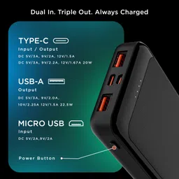 hammer 20000 mAh 22.5 W Ultra Compact Pocket Size Power Bank image 3