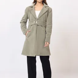 buffaro Tweed Solid Coat For Women-picture-11