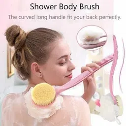 nurmantras 2 in 1 Bath Body Brush with Soft Loofah and Bristles, Back Scrubber pack of 2 image 5
