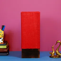 brightdaisy Mabel Red Natural Fiber Shade Table Lamp With Wood Base image 2