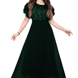 wazix clothing Women Maxi Dark Green Full Length Dress-picture-28