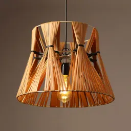 habereindia Cylinderical Raffia Hanging Light (Brown)-picture-16