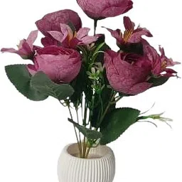 ss products Multicolour Artificial Flower Pot for Home & Office Decoration Multicolor Camellia Rose Artificial Flower with Pot image 1