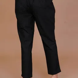 mirhanika Women Regular Fit Black Pure Cotton Trousers image 2