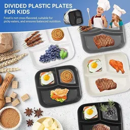 sugaalsu Wheat Straw Plate, Eco-Friendly, Durable, Lightweight, Dishwasher Safe, BPA-Fr Sectioned Plate image 5