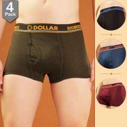 dollar bigboss Pack of 4 Combed Cotton Double Pouch Support Solid Men Trunk-picture-41