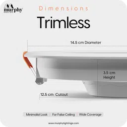 murphy LED 12W TRIMLESS Round (Cool White, Pack of 4) Recessed Ceiling Lamp image 4