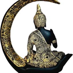 decorhouse Meditating Buddha Sitting On Chand Figurine - Home & Office Table Top - Decorative Showpiece - 31 cm image 4