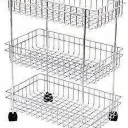 smartthings Utensil Kitchen Rack 3-Tier Fruits & Vegetable Storage Organizer for Kitchen Steel-picture-17