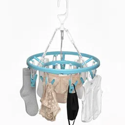 pillage enterprises Compact Round Rotating Hanger | Lightweight Plastic Innerwear and Sock Hanger Plastic Cloth Clips image 3