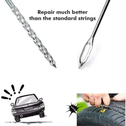allxpert 4 in 1 Universal Tubeless Tyre Puncture Repair Kit Puncher Patch Tools (T Handle Grips + 5 Repair String Plugs + Rubber Solution) Tubeless Tyre Puncture Repair Kit image 3