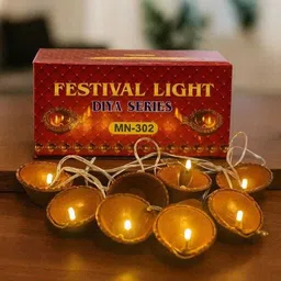 tahaenterprises 16 LEDs 2 m Yellow Steady Diya Rice Lights-picture-44